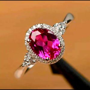 925 Silver Ruby Red Birthstone Ring